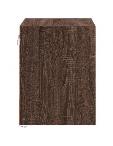 Comodini a Parete con luci LED 2 pz Rovere Marrone