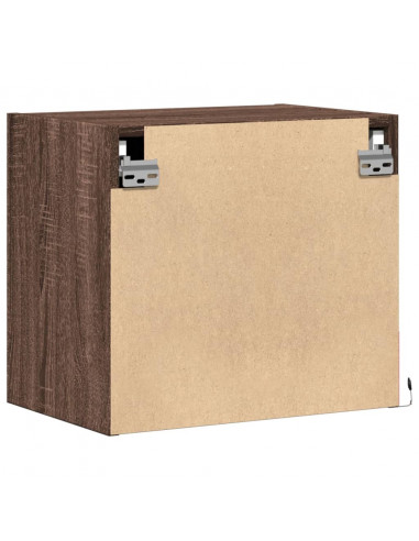Comodini a Parete con luci LED 2 pz Rovere Marrone