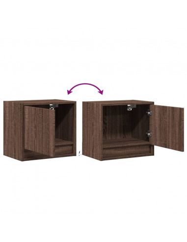 Comodini a Parete con luci LED 2 pz Rovere Marrone