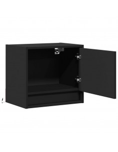 Comodino a Parete con Luci LED Nero 2