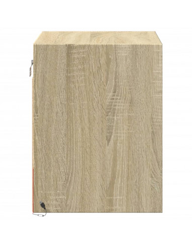 Comodino a Parete con luci LED Rovere Sonoma