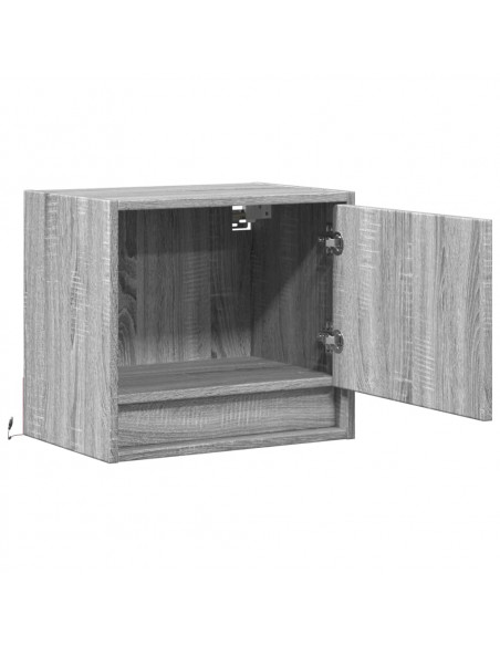 Comodino a Parete con luci LED Grigio Sonoma