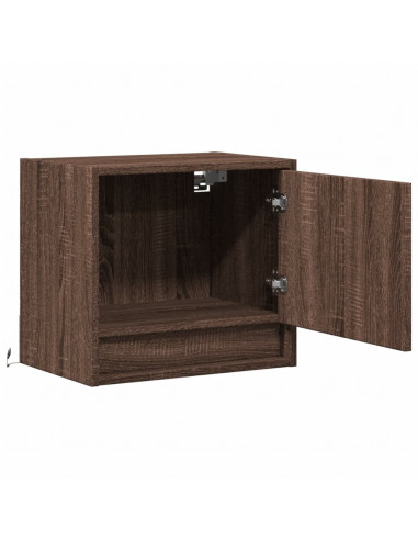 Comodino a Parete con luci LED Rovere Marrone