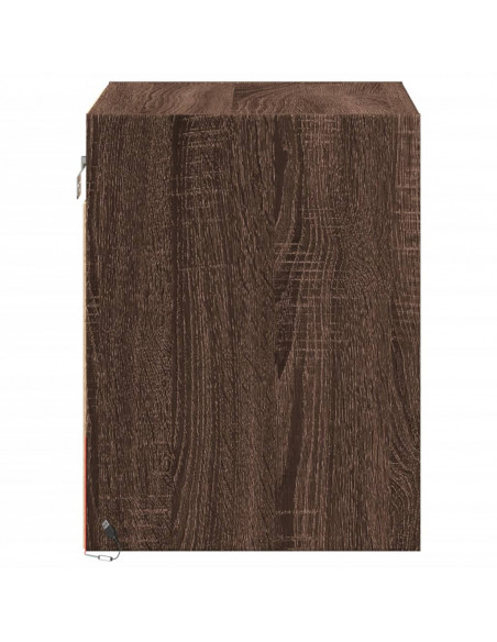Comodino a Parete con luci LED Rovere Marrone