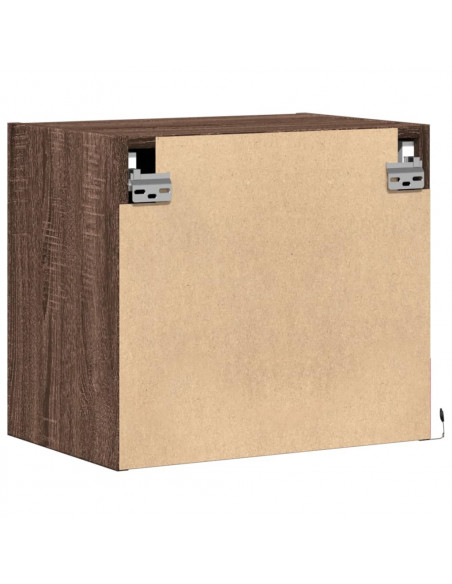 Comodino a Parete con luci LED Rovere Marrone