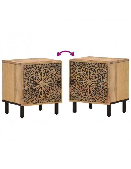Comodini 2pz 40x33x46 cm in Legno Massello di Mango
