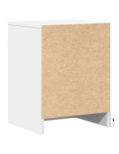 Comodini con Luci LED 2pz Bianchi in Legno Multistrato