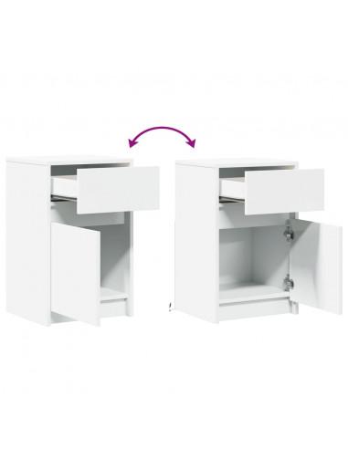 Comodini con Luci LED 2pz Bianchi in Legno Multistrato