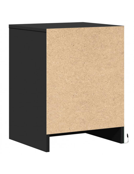 Comodini con Luci LED 2pz Neri in Legno Multistrato