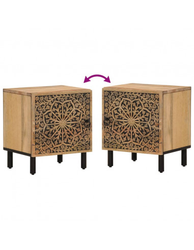 Comodino 40x33x46 cm in Legno Massello di Mango