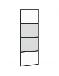 Porta Scorrevole Nera 76x205 cm in Vetro Temperato e Alluminio 2