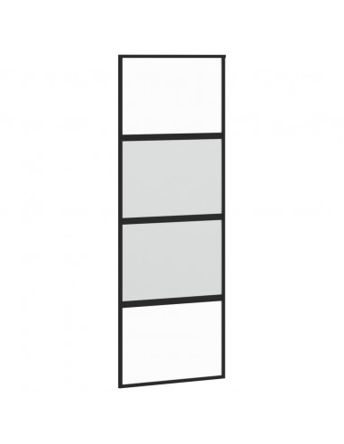 Porta Scorrevole Nera 76x205 cm in Vetro Temperato e Alluminio