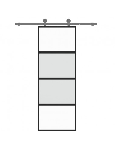 Porta Scorrevole Nera 76x205 cm in Vetro Temperato e Alluminio