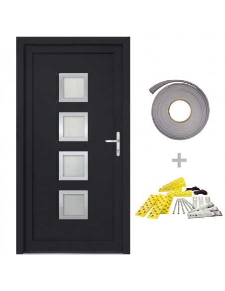 Porta Ingresso Antracite 98x200 cm in PVC