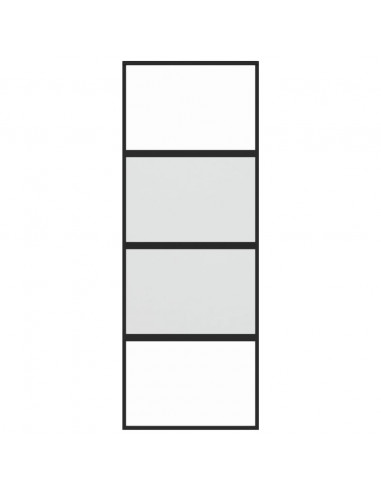 Porta Scorrevole Nera 76x205 cm in Vetro Temperato e Alluminio