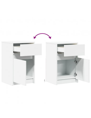 Comodino con Luci LED Bianco in Legno Multistrato