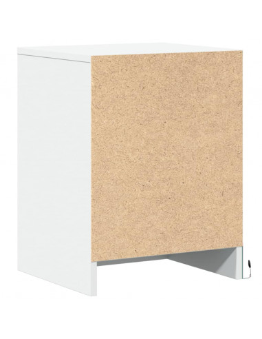 Comodino con Luci LED Bianco in Legno Multistrato