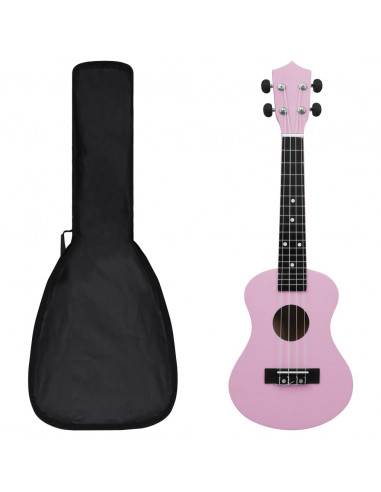 Set Ukulele Soprano con Borsa per Bambini Rosa 23"