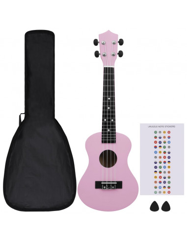 Set Ukulele Soprano con Borsa per Bambini Rosa 23"