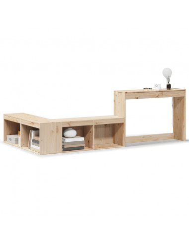 Comodino con Scrivania 222x107x75 cm in Legno Massello di Pino