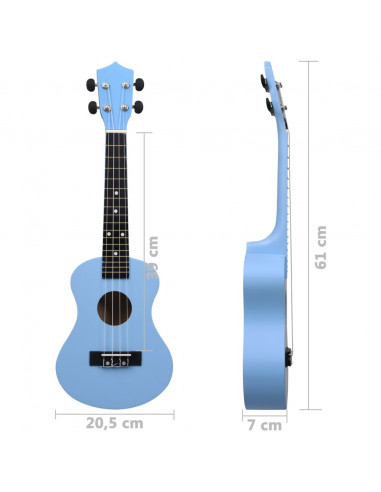 Set Ukulele Soprano con Borsa per Bambini Blu Baby 23"