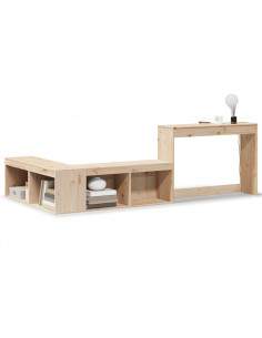 Comodino con Scrivania 232x112x75 cm in Legno Massello di Pino 2