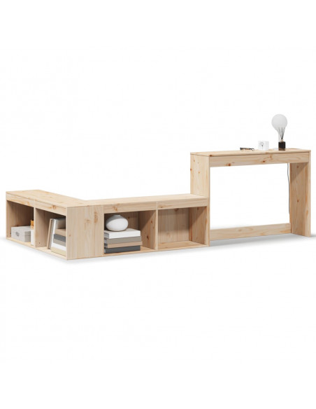Comodino con Scrivania 232x112x75 cm in Legno Massello di Pino