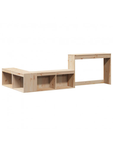 Comodino con Scrivania 232x112x75 cm in Legno Massello di Pino