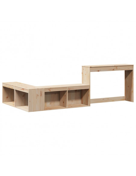 Comodino con Scrivania 232x112x75 cm in Legno Massello di Pino