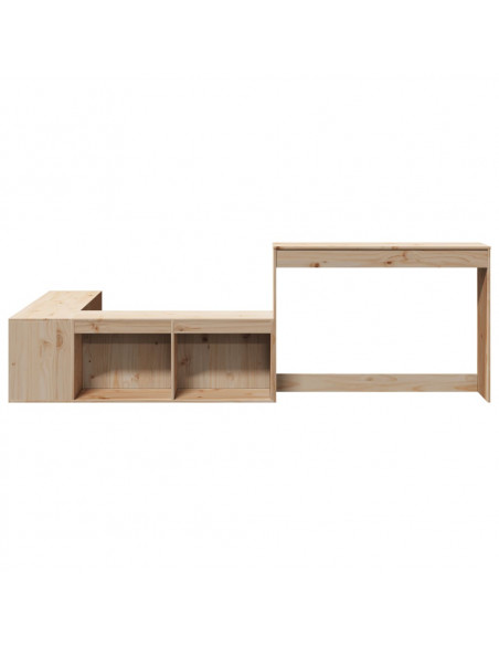 Comodino con Scrivania 232x112x75 cm in Legno Massello di Pino