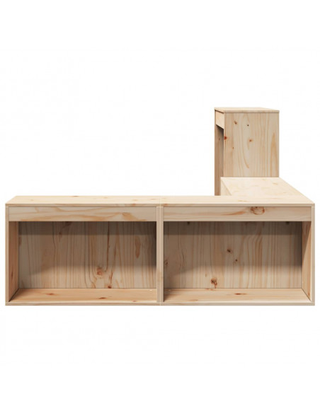 Comodino con Scrivania 232x112x75 cm in Legno Massello di Pino