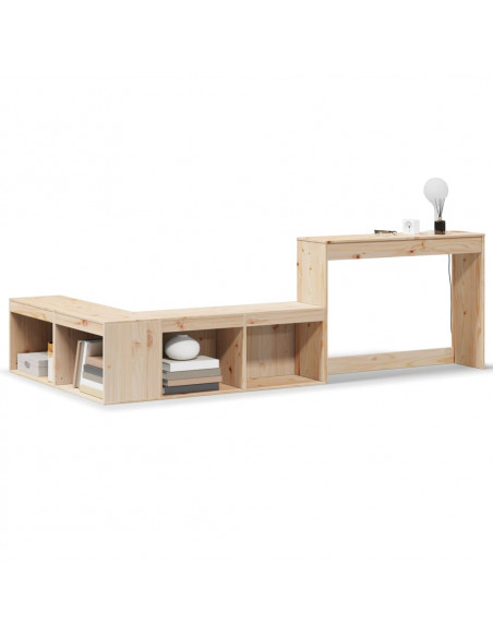 Comodino con Scrivania 232x122x75 cm in Legno Massello di Pino