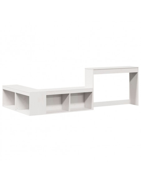 Comodino con Scrivania Bianco 222x107x75 cm in Legno di Pino