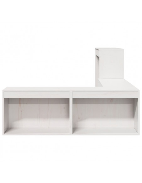 Comodino con Scrivania Bianco 222x107x75 cm in Legno di Pino