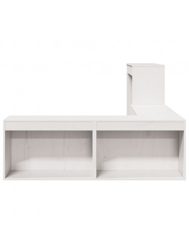 Comodino con Scrivania Bianco 232x122x75 cm in Legno di Pino