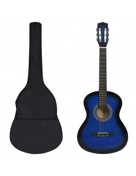 Set Chitarra Classica 8 pz Bambini e Principianti Blu 3/4 36"