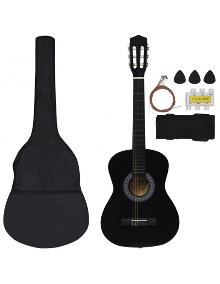 Set Chitarra Classica 8 pz per Principianti Nera 3/4 36"
