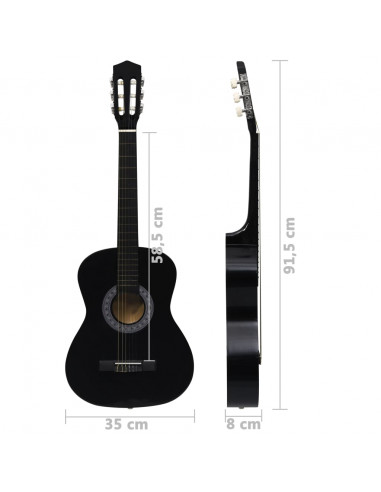 Set Chitarra Classica 8 pz per Principianti Nera 3/4 36"