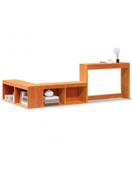 Comodino con Scrivania Marrone Cera 232x122x75 cm Legno di Pino