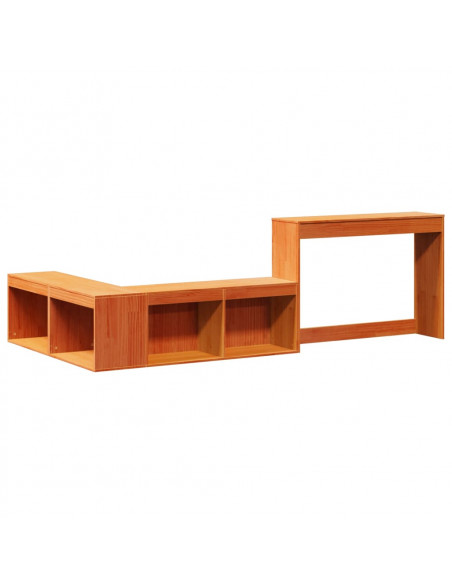 Comodino con Scrivania Marrone Cera 232x122x75 cm Legno di Pino