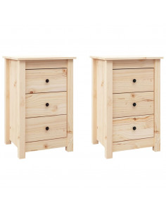 Comodini 2 pz 40x35x61,5 cm in Legno Massello di Pino 2