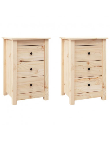 Comodini 2 pz 40x35x61,5 cm in Legno Massello di Pino