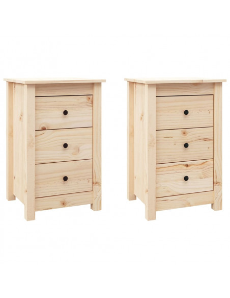 Comodini 2 pz 40x35x61,5 cm in Legno Massello di Pino