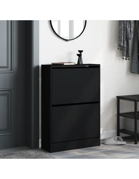 Scarpiera Nera 60x21x87,5 cm in Legno Multistrato