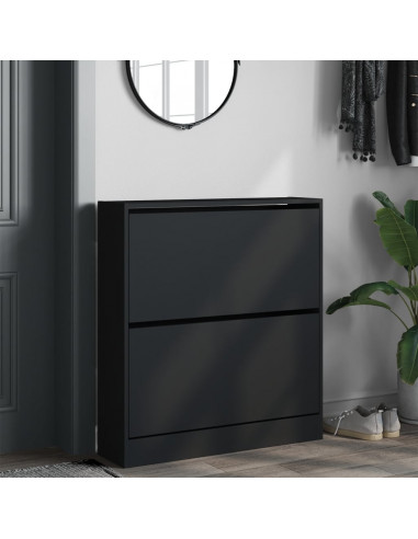 Scarpiera Nera 80x21x87,5 cm in Legno Multistrato