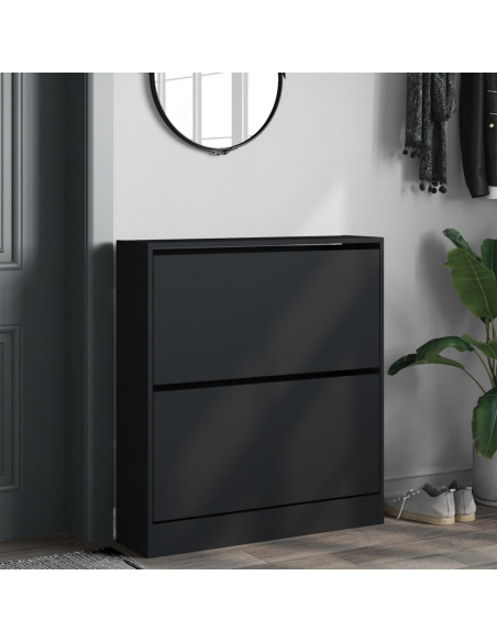 Scarpiera Nera 80x21x87,5 cm in Legno Multistrato