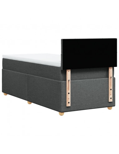 Giroletto a Molle con Materasso Grigio Scuro 100x200 cm Tessuto