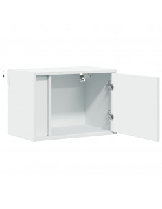 Comodini a Parete con Luci LED 2 pz Bianchi 2