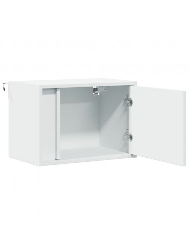 Comodini a Parete con Luci LED 2 pz Bianchi