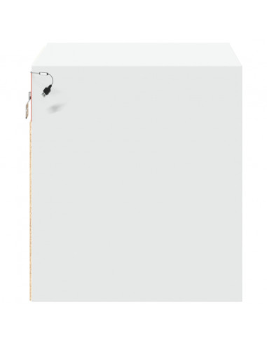 Comodini a Parete con Luci LED 2 pz Bianchi